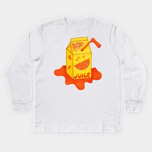 Orange Juice Box - A Refreshing Summer Drink Kids Long Sleeve T-Shirt